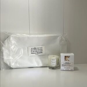Lazy Sunday Morning Candle & Cosmetic Bag-NWT